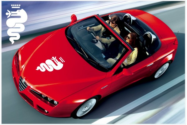 Alfa Romeo pokrovna snake biscione naljepnica 61cm stari logo