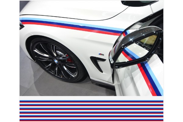 BMW M pruge naljepnica pruge pruge 200cm x 45mm 6kom.. set