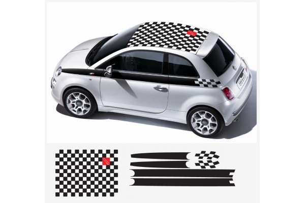 Fiat 500 bočna and krovna naljepnica set
