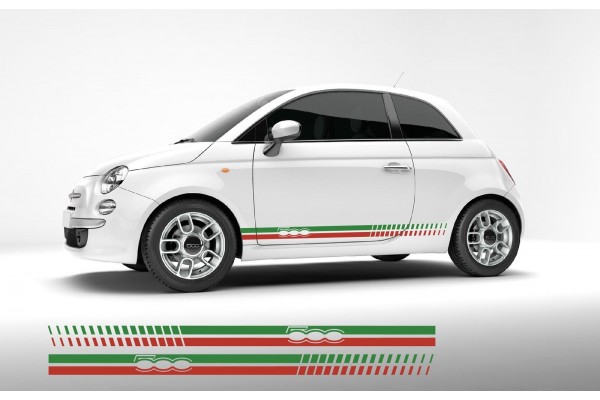 Fiat 500 bočna naljepnica set green red