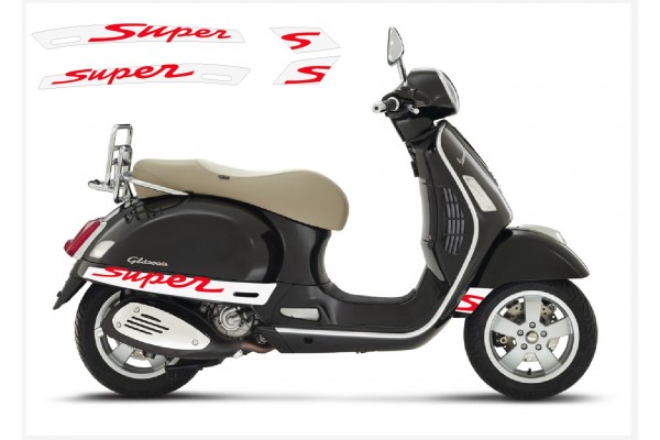 Vespa GT GTS Super Sport bočna naljepnica Super V.3 (white – red)